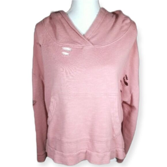 PINK DISTRESSED HOODIE SZ.L/XL EUC - Picture 1 of 3
